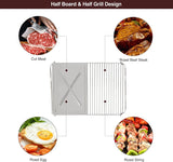 Folding Campfire Grill Grate and Griddle,Stainless Steel Camp Fire Cooking Racks for Outdoor Camping Cooking,16.5 * 12.5"