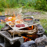 Folding Campfire Grill Grate and Griddle,Stainless Steel Camp Fire Cooking Racks for Outdoor Camping Cooking,16.5 * 12.5"