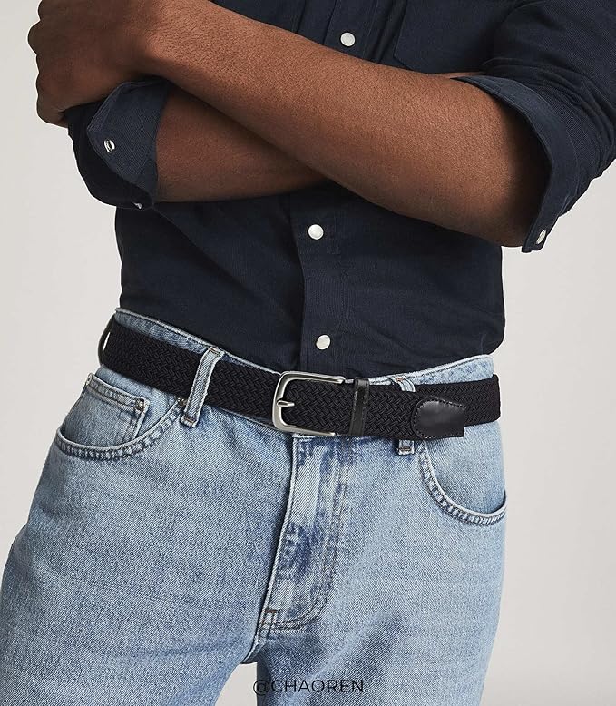 1.5" Krevis Braided Stretch Belt for Men 1 3/8"